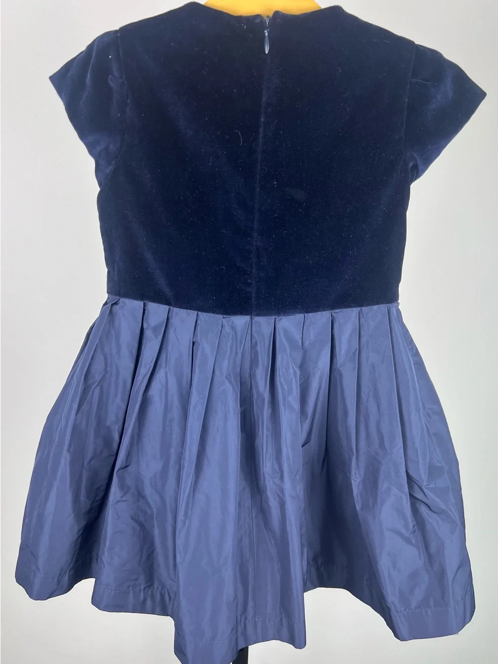 Il Gufo Girls Velvet/Taffeta Bow Party Dress, Navy, Size 4